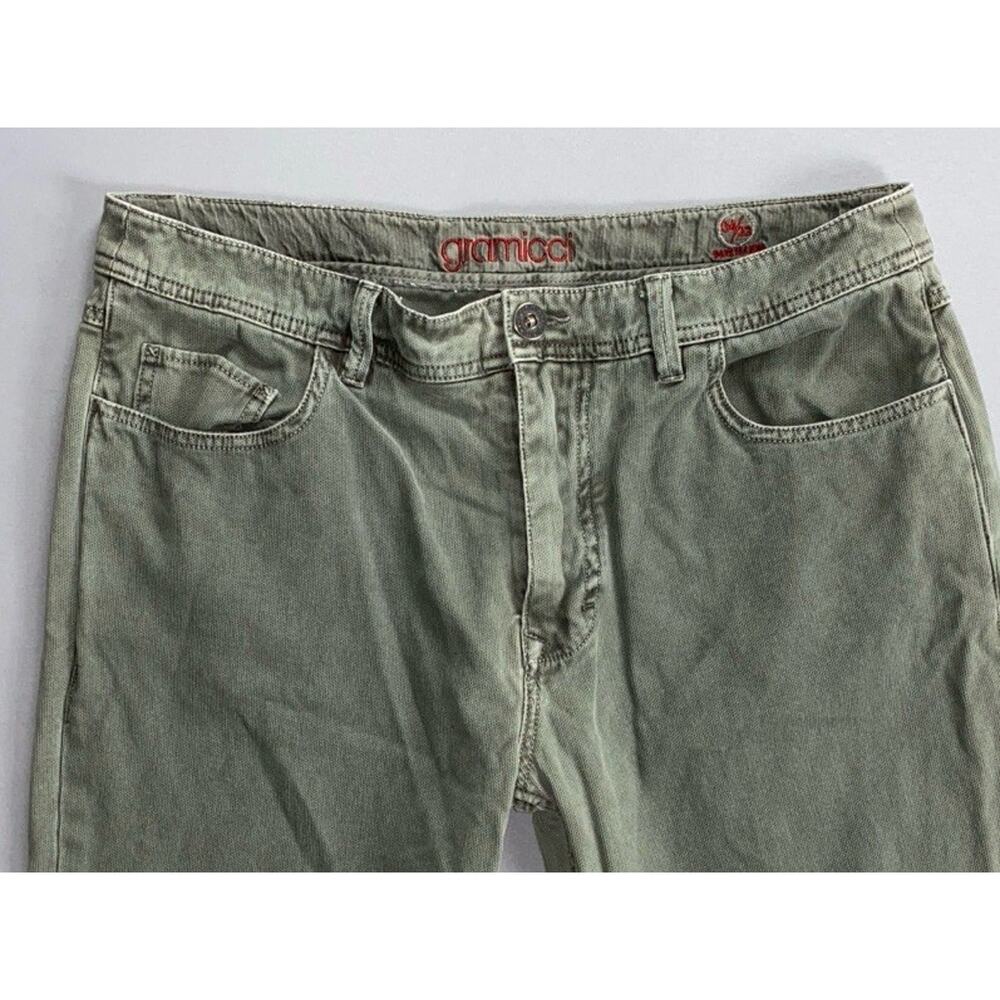 Gramicci 6-Pocket Honeycomb Textured Tapered Jeans. Light Olive, Men's 34X31. - Picture 5 of 9